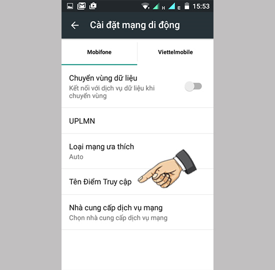Vào tên điểm truy cập